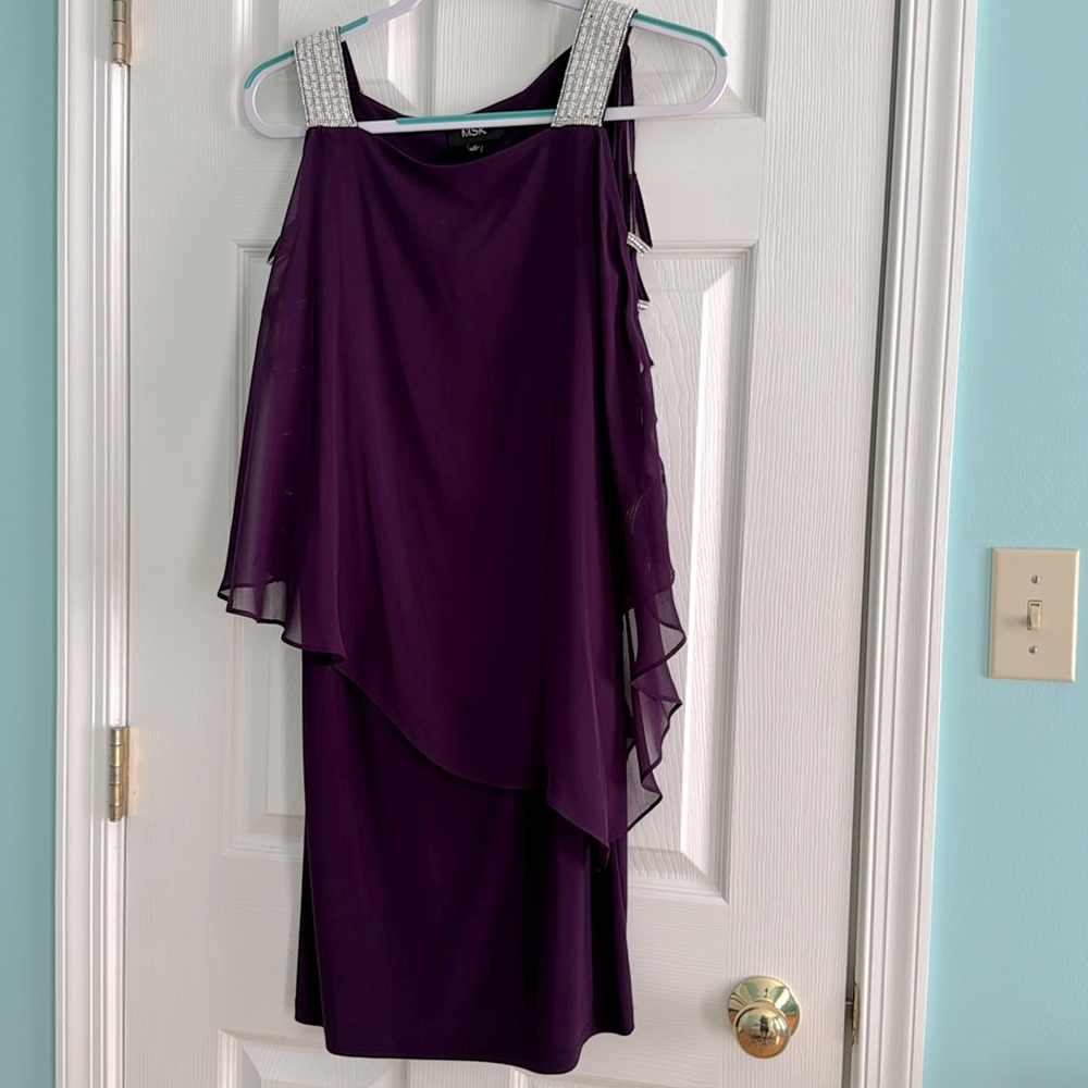 MSK Purple Midi Dress with Silver Straps